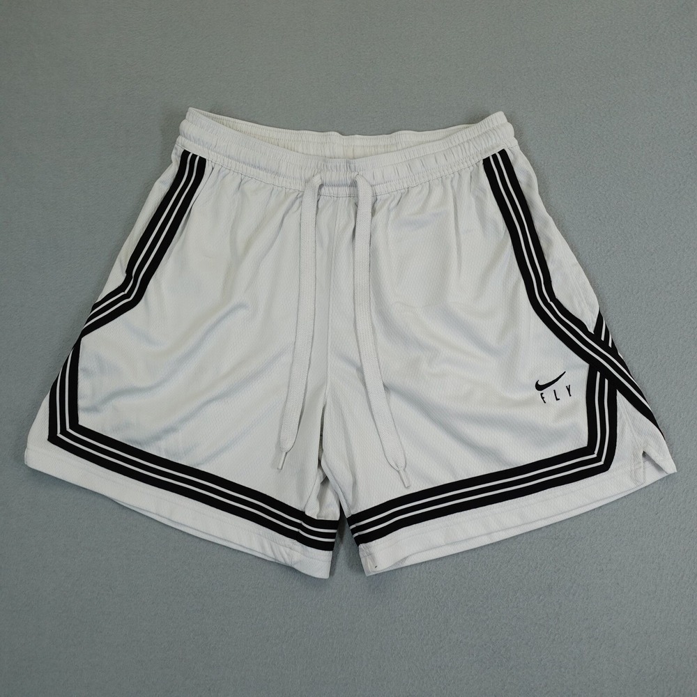 Nike Basketball Shorts Mens L White Fly Crossover Dri-FIT Mesh Athletic Gym